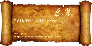 Czikó Nándor névjegykártya